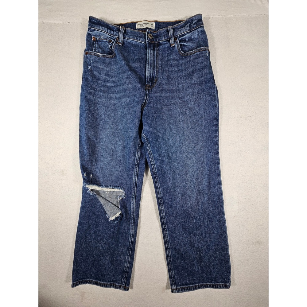 Abercrombie & Fitch Curve Love Ultra High Rise Ankle Straight Jeans Blue 29 8XS